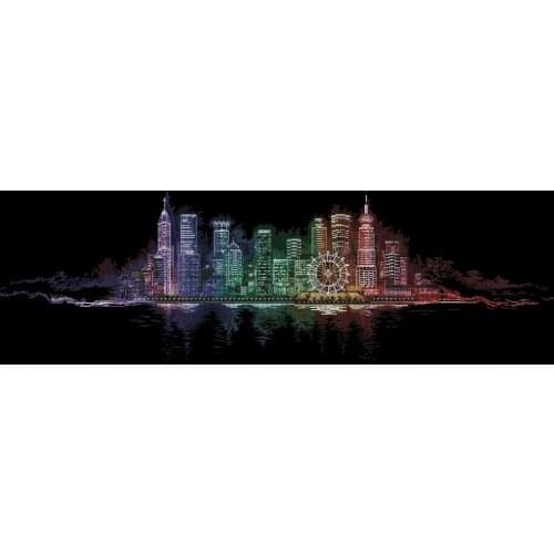 Charming Hong Kong night cross stitch package sets aida 18ct 14ct 11ct black cloth people kit embroidery DIY handmade needlework