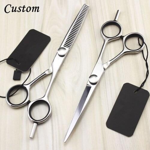 Custom professional japan 440c steel 5.5 / 6 inch hair scissors set cutting barber scissor thinning shears hairdressing scissors