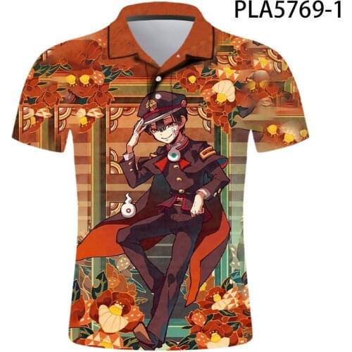 Polo Shirt Men Summer Short Sleeve 3D Printed Hombre Camisas De Polo Casual Cool Toilet-Bound Hanako-Kun Streetwear Shirts Tops