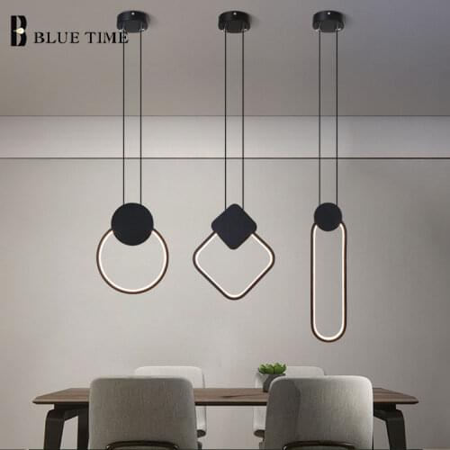 Modern Led Chandelier 110V 220V Ceiling Chandelier Lighting for Living room Dining room Kitchen Bedside Light Lustre White Black