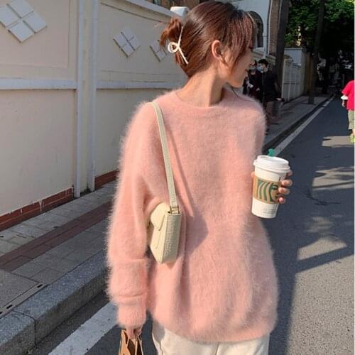 Loose Sweater Womens Autumn Winter New Korean Versatile Mink Cashmere Pullover Knitted Top JNS301