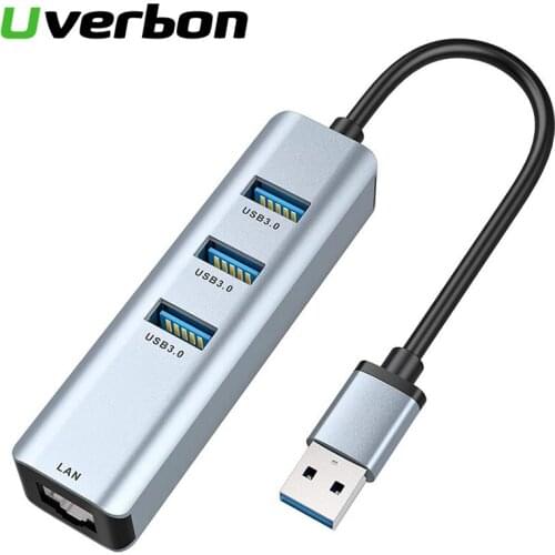 UVerbon USB 3.0 To RJ45 HUB 1000M Ethernet Adapter Network Card USB Lan For MacBooks / ChromeBooks / Surface Laptop