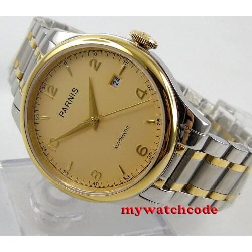 Gorgeous 38mm Parnis golden dial Sapphire Glass miyota Automatic mens Watch P596