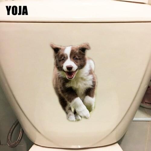 YOJA 14.5*23.9CM Running Dog Wall Stickers For Kids Rooms WC Toiltte Sticker Decoration T1-0237