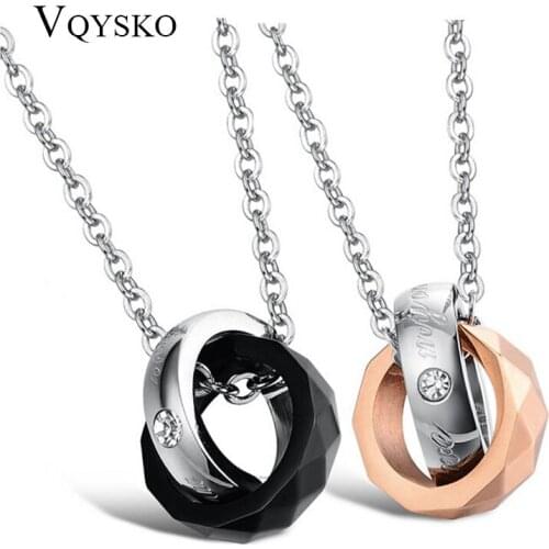 NIBA JEWELRY Free Shipping Romantic StyleTitanium Steel Couple Necklace, Pendent Necklace, Engrave Words