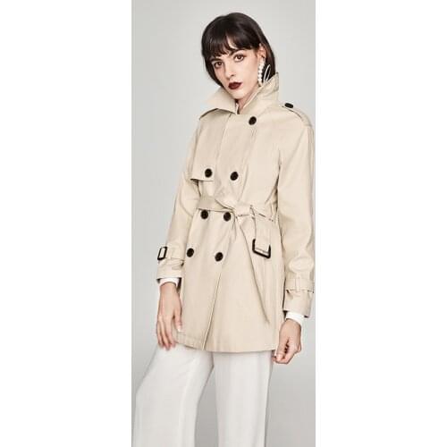 2020 Autumn Double Breasted Fashion Sashes Coat Women Trench OL Chic Solid Windbreaker Casaco Abrigo Outwear