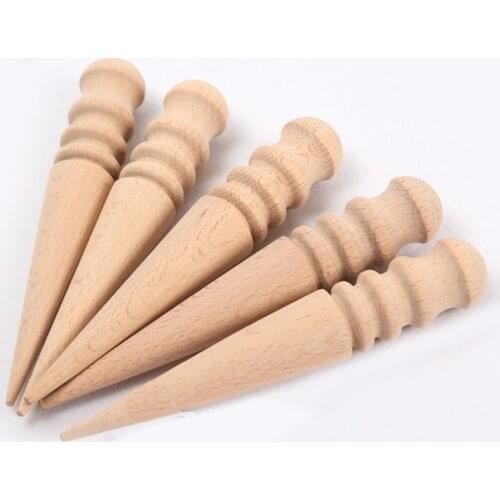 1pcs Leathercraft Leather Tools Edge Slicker Round Wood Leather Burnisher Trimming polished Leather edge polishing tools