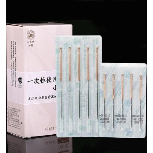 100PCS Copper Handle Small Knife Blade Disposable Needle Accupuncture Therapy Acupuncture Needles Sharp Blade Micro Acupotomy