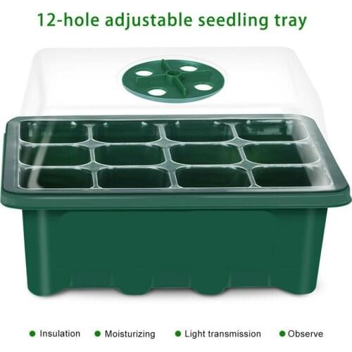 12 Hole Plant Seed Grows Box Nursery Seedling Starter Garden Yard Tray Hot Germination Propagation Clone Starter Pad Garden Tool
