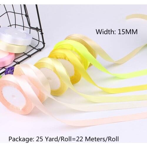 25 Yards/roll Silk Satin Ribbon 1.5cm Width Party Home Wedding Decoration Gift Wrapping Christmas New Year DIY Material Supplies