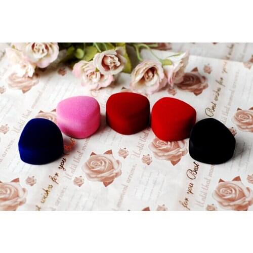 Wholesale 40pcs/lot Mixed Color Heart Shape Velvet Jewelry Ring Earring Display Packaging Box Case Can Customized Logo Printing
