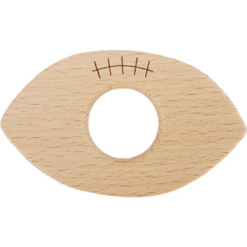 Chenkai 50pcs Wooden football Teether Nature Baby Rattle Grasping Fidget Toy DIY Organic Eco-friendly Wood Gift Accessories