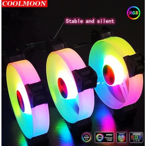 Coolmoon Computer Chassis PC Fan Adjust RGB Cooling Fan Quiet Control Computer Cooler Cooling RGB Case 120mm Fan