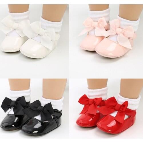 Baby PU Leather Baby Girl Shoes Moccasins Bow Fringe Soft Soled Non-slip Footwear Crib Shoes