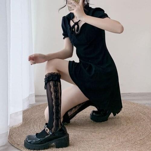 JK Lace Middle Tube Socks Lace Sexy Lolita White Black Knee Stockings Women Long Socks