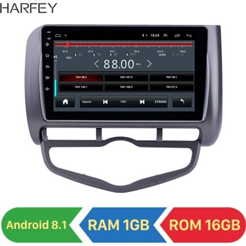 Harfey 2din Android 8.1 9" Car GPS Navigation Radio for 2006 Honda Jazz City Auto AC Left Hand Drive car support Carplay DVR OBD