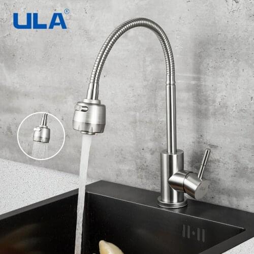 ULA Stainless Steel Kitchen Faucet Mixer 360 Degree Rotation Kitchen Faucets with spray shower 2 mode Mixer Sink Tap Kitchen