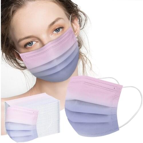 50pc Adults Mask Disposable Gradient Print Mask Designer Breathable Masque Halloween Cosplay Month Cover Party Mascarillas Masks