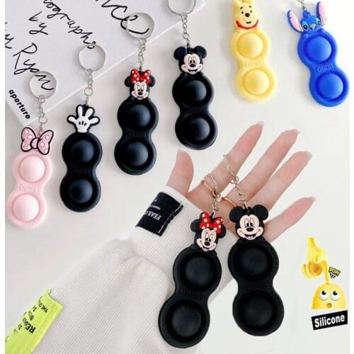 Disney Mickey Mini Pop Keychain Charms Accessories Toys for Men Women Children Antistress Key Holder Fidget Toys for Kids Gift
