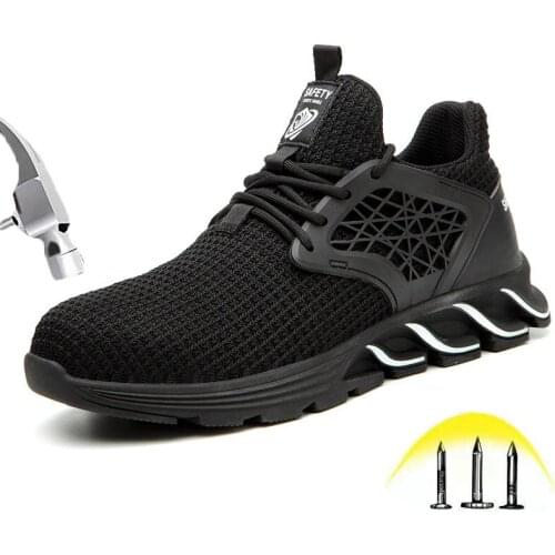 Botas industriales Men Steel toe caps Indestructible Shockproof Black Safety Shoes Lightweight Breathable Deodorant Work Shoes