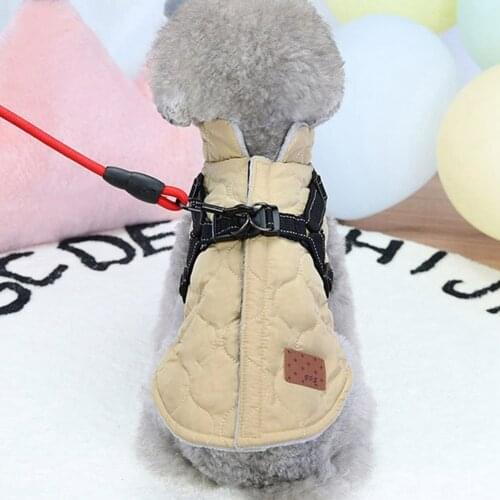 Dog Clothes Winter Soft Warm Waterproof Coat Sleeveless Cotton Padded Vest with Reflective With Durable Chest Strap Harness