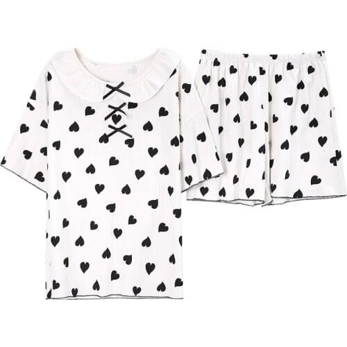 Pajamas Sets Women Strawberry Print Soft Cotton Fashion Long Sleeve Sleepwear Suit 2 piece Sexy Summer Home Female Lounge Gift