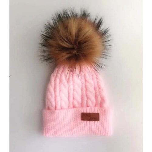 Beanies Baby Hat Pompon Winter Children Hat Knitted Cute Cap For Girls Boys Casual Solid Color Girls Hat Baby Beanies