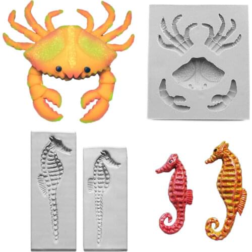 Crab & Seahorse Silicone Mold Fondant Mould Cake Decorating Tools Chocolate Gumpaste Molds, Sugarcraft, Kitchen Gadget