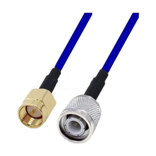 Blue Soft RG142 Double Shielded SMA Male to TNC Male Connector RF Coaxial WIFI Antenna Coax Low Loss Cable 50ohm