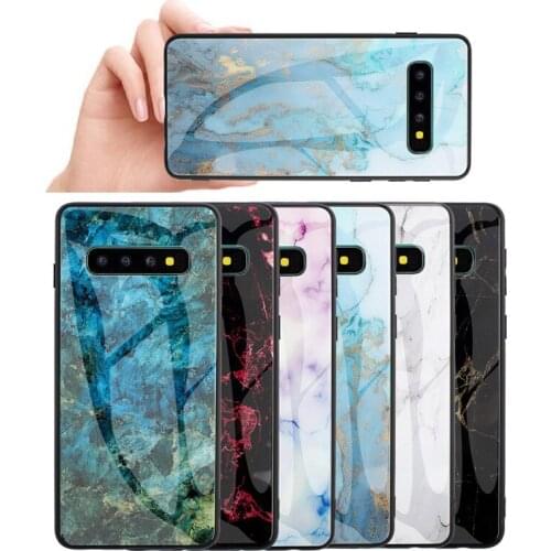 Glass Case For Samsung Galaxy S10 5G S10e S10 Plus Coque Capa Marble Hard Tempered Glass Cover for Galaxy S9 S8 Plus Phone Cases