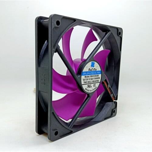 Silence quiet cooling fan 120mm computer fan 12V 1700rpm 0.18A for pc case dual ball bearing long service life pink blade