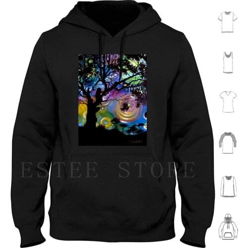 Tree With A View Hoodies Spirals Cosmic Cosmos Art The Universe Cherie Roe Dirksen Girls Cat Tree Silhouette