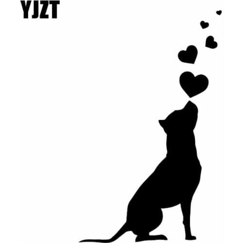 YJZT 9.8X16CM Vinyl Decal Dog Hearts Pet American Staffordshire Terrier Car Stickers Black/Silver C24-1261