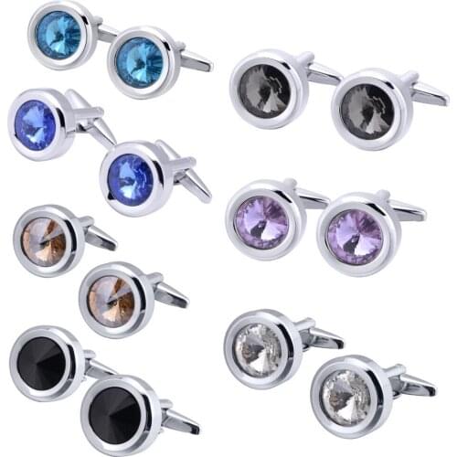 Black Crystal Cufflinks In the Tie Clips & Cufflinks For Men Women Multicolor Round Crystal Cufflinks Fashion Jewelry