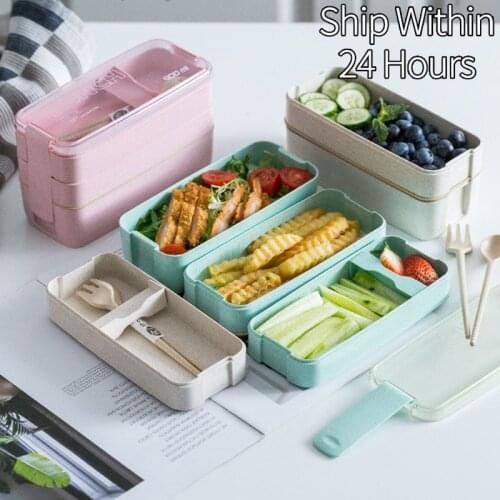 Healthy Insulation Lunch Box Student School 3 Layer Lunch Box Soup Tube Set Microwave Tableware Food Preservation Storage Box