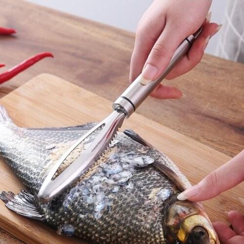 1Pc Fish Scale Planing Kitchen Stainless Steel Fish Scale Hand-held Scraper Remover Clean Accessories Kitchen Seafood Tool