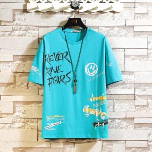 2021 Summer Tshirt Boy Fashion Print O-neck Large Size Loose Short Sleeve T-shirt Men High Quality Casual Tops Dropshipping