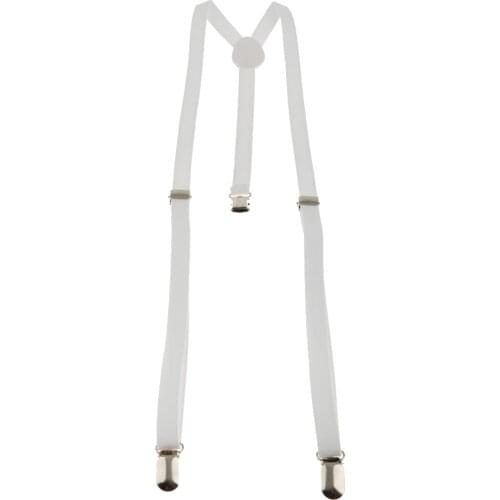 2x Suspenders With Clamps Adults Suspenders With Elasticated Back In Y Suspenders Belt With Suspenders Universal White