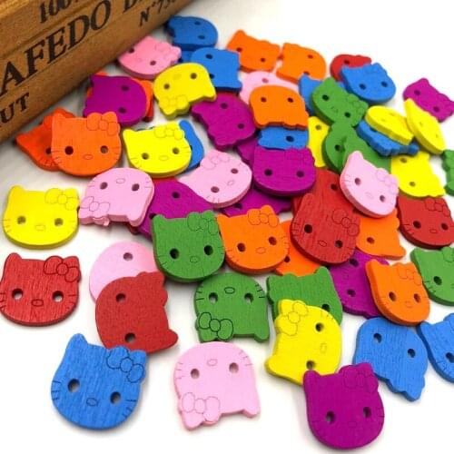 50pc Mix Cat Wood Buttons 20*19mm Scrapbooking Sewing Craft WB365