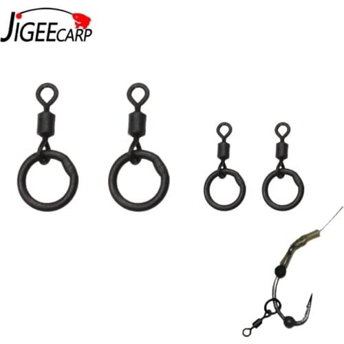 50PCS Carp Fishing Rolling Swivel With Ring Quick Change Flexi Ring Swivels Micro Hook Ring Link For D rig Chod Rig Accesssories