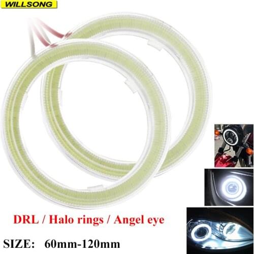 60mm-120mm Angel Eyes LED Halo Ring Headlights Foglight Daytime Running Light DRL Motorcycle Accessories