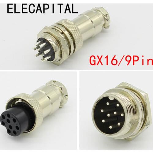 1set GX16 9 Pin Male & Female Diameter 16mm Wire Panel Connector L77 GX16 Circular Connector Aviation Socket Plug Free Shipping