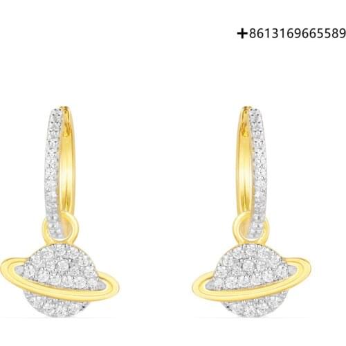 925 sterling silver gold small planet earrings original high quality 1:1 European and American womens popular jewelry