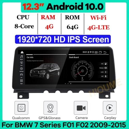 12.3" Snapdragon Android 10.0 Car Multimedia Player GPS Navigation for BMW 7 Series F01 F02 2009-2015 Auto Radio Stereo Video