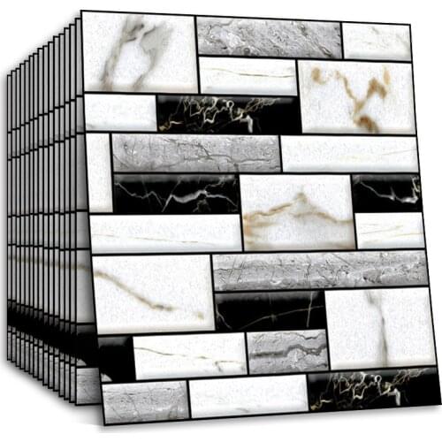 White Self Adhesive Brick Tiles 3D Kitchen Stickers Waterproof Wallpaper DIY Antifouling Stone Marble Wall Paper for Bathroom