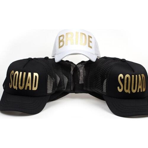 Bride Mesh Hat Bachelorette Party Decorations Team Bride Baseball Cap Gold Letters Printed Squad Bride To Be Decoration Party