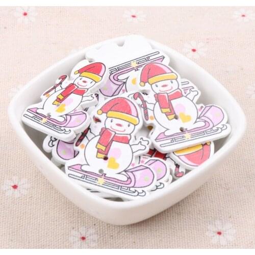 Wooden Mixed Christmas Snowman Pattern Buttons Scrapbook Collection Handmade Sewing Home Decoration DIY 35x31mm 20pcs