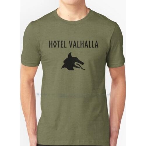 Hotel Valhalla T Shirt 100% Pure Cotton Rick Riordan Magnus Chase Green Orange Purple Spqr Blood Camp Half Asgard Valhalla