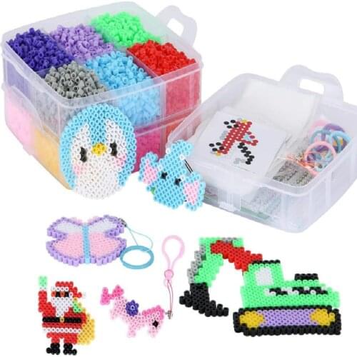 JINLETONG Hama Beads 5mm Kit for Kids 9600pcs Fuse Beads Set Fuse Beads Craft Kits 2 Pegboards 1 Tweezer 5 Ironing Papers