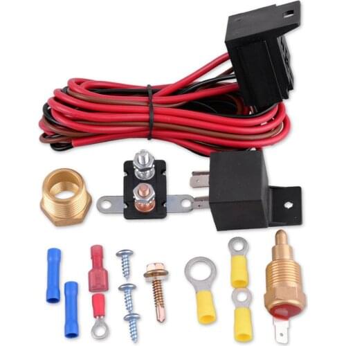 Car Electric Engine Fan Thermostat Temperature Relay Switch Sensor Kit